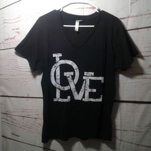 Women's plus size 2X Black V-neck shirt "LOVE"